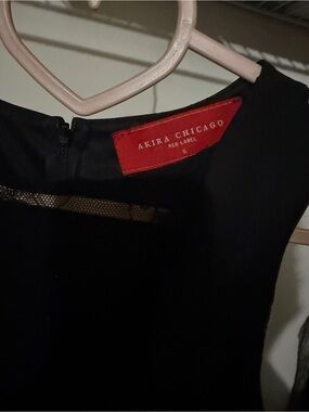 AKIRA Chicago Red Label Black Lace Peplum Bodycon Dress Small Cocktail Party